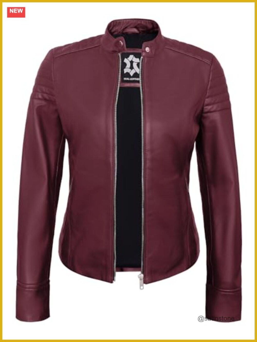 Real Lambskin Cafe Racer Style Leather Jacket